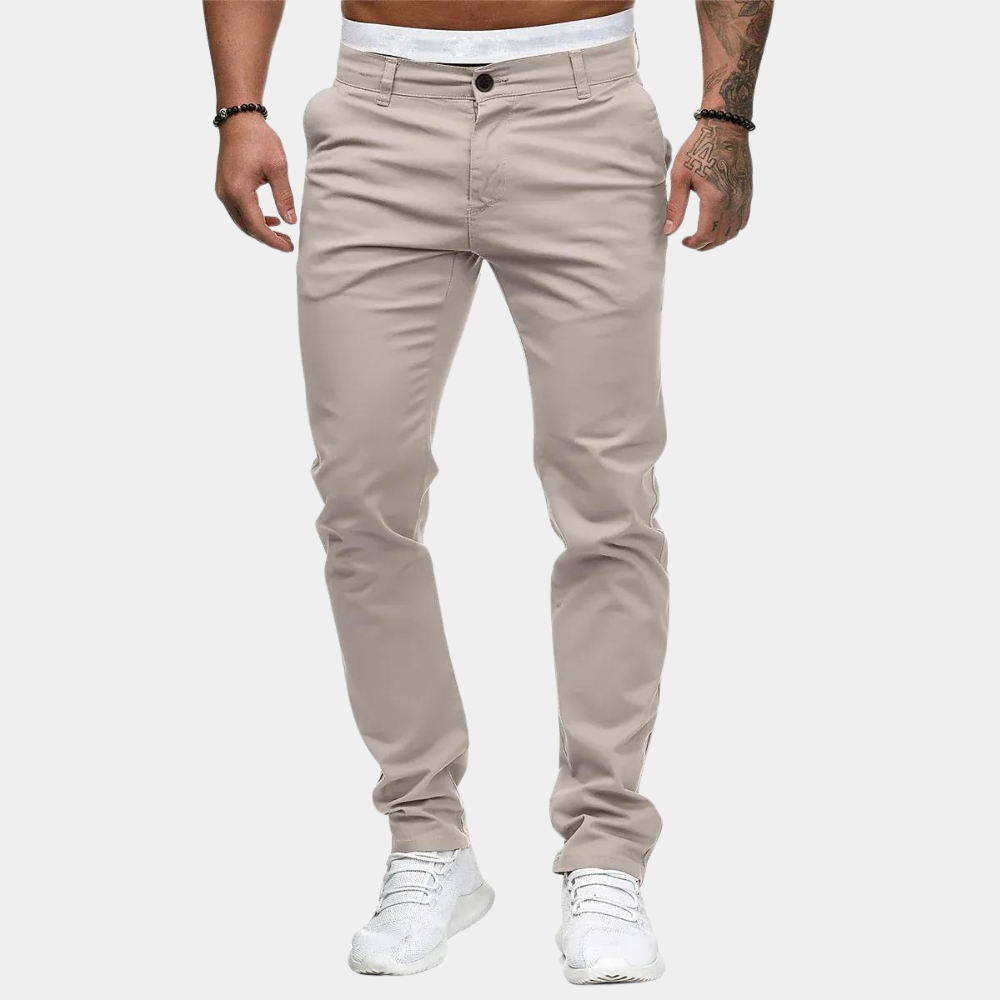 Pantalon chino slim fit pour hommes – Pantalon de loisirs blanc avec stretch | Pantalon en tissu confortable pour le quotidien, les fêtes et l'été