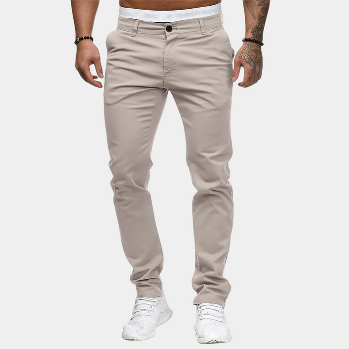 Pantalon chino slim fit pour hommes – Pantalon de loisirs blanc avec stretch | Pantalon en tissu confortable pour le quotidien, les fêtes et l'été