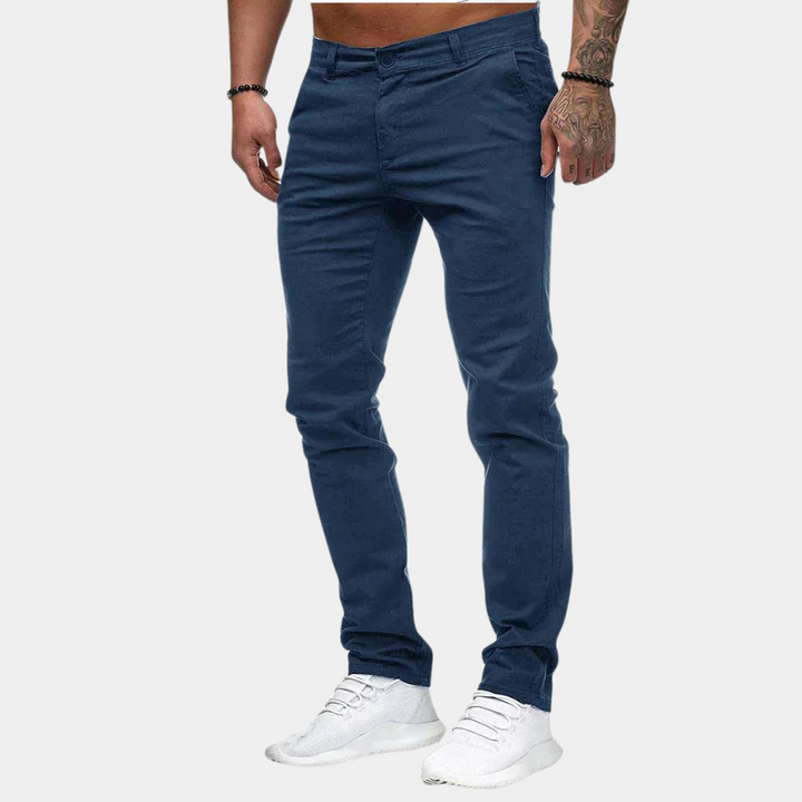 Pantalon chino slim fit pour hommes – Pantalon de loisirs blanc avec stretch | Pantalon en tissu confortable pour le quotidien, les fêtes et l'été