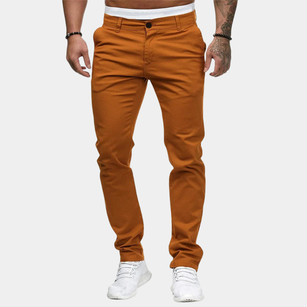Pantalon chino slim fit pour hommes – Pantalon de loisirs blanc avec stretch | Pantalon en tissu confortable pour le quotidien, les fêtes et l'été