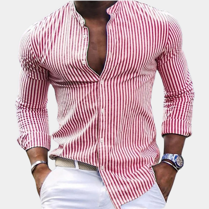 Albert - Men's Shirt - Classic - Striped / High-Quality Fabric - Suitable for Everyday Use