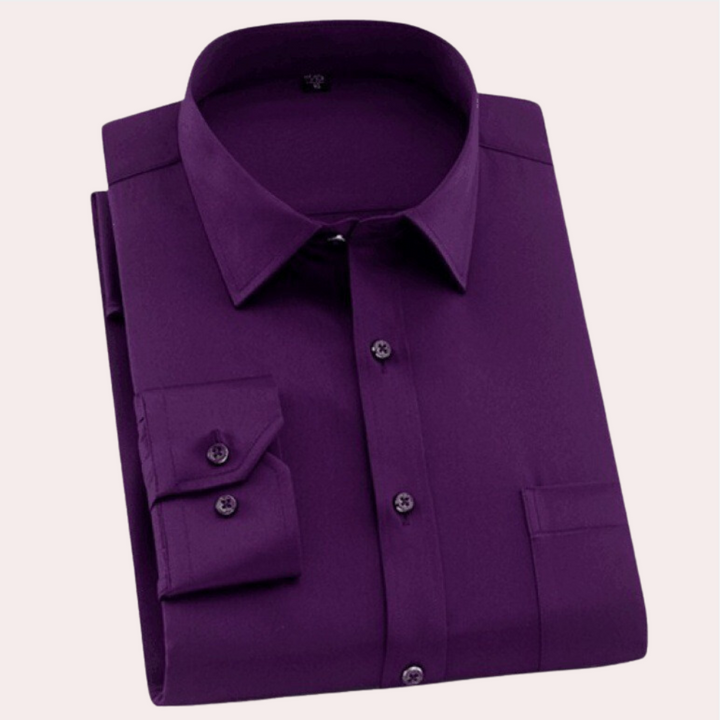 Chemise business homme – Chemise élégante à manches longues avec col classique pour bureau et occasions festives