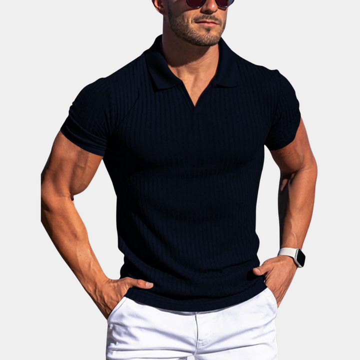 Polo homme côtelé – coupe slim à manches courtes pour l'été et les loisirs