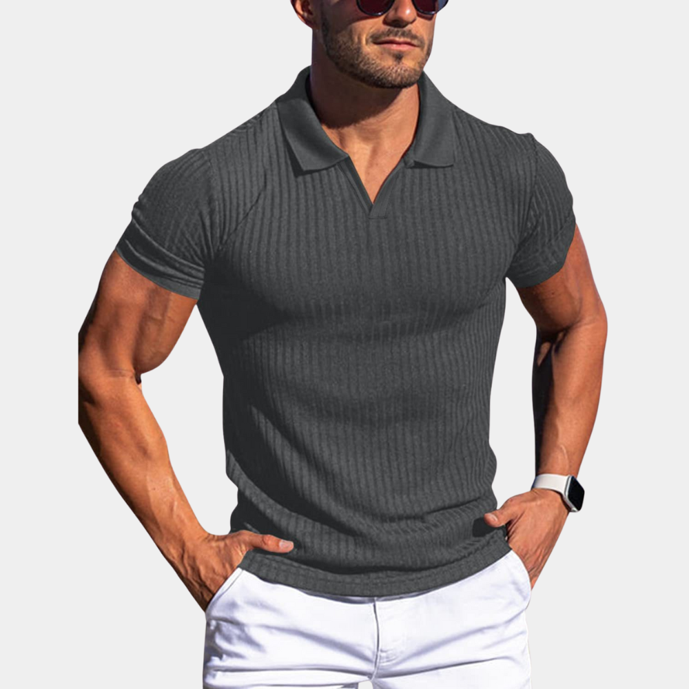 Polo homme côtelé – coupe slim à manches courtes pour l'été et les loisirs