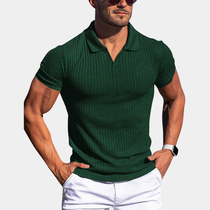 Polo homme côtelé – coupe slim à manches courtes pour l'été et les loisirs