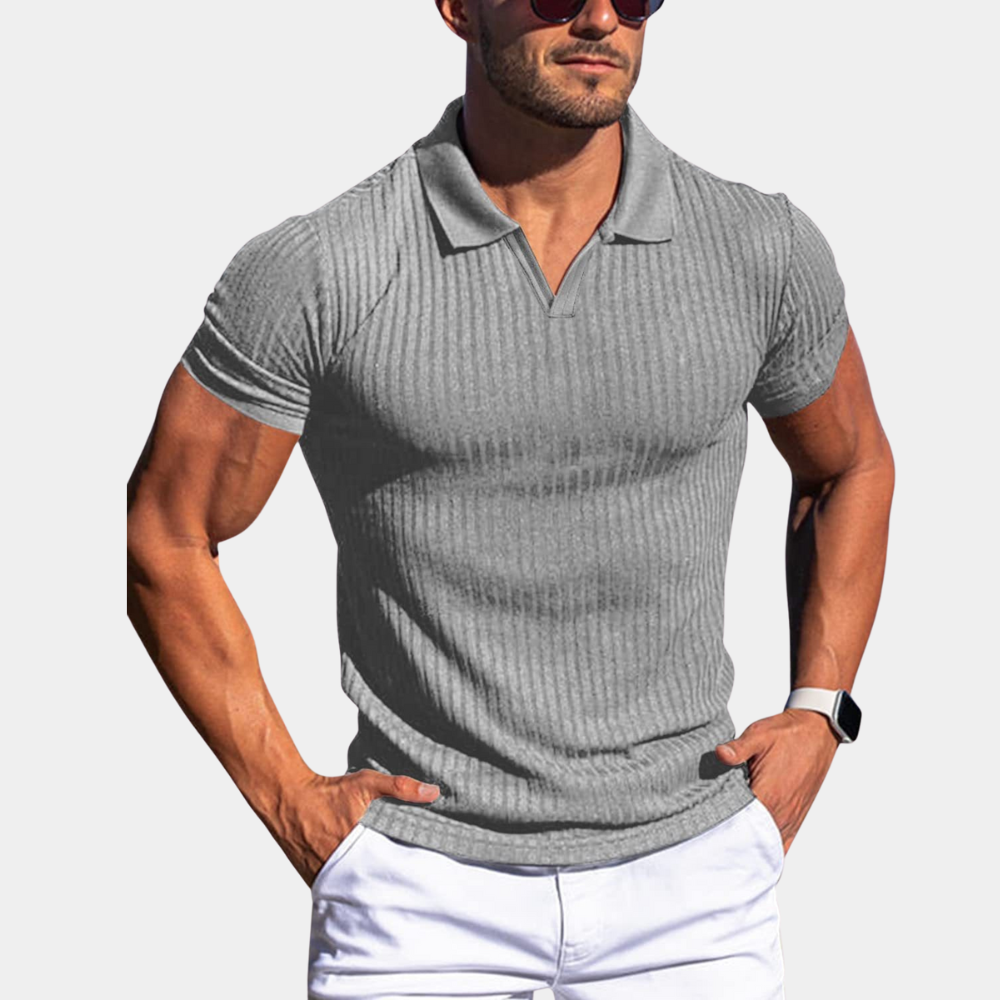 Polo homme côtelé – coupe slim à manches courtes pour l'été et les loisirs