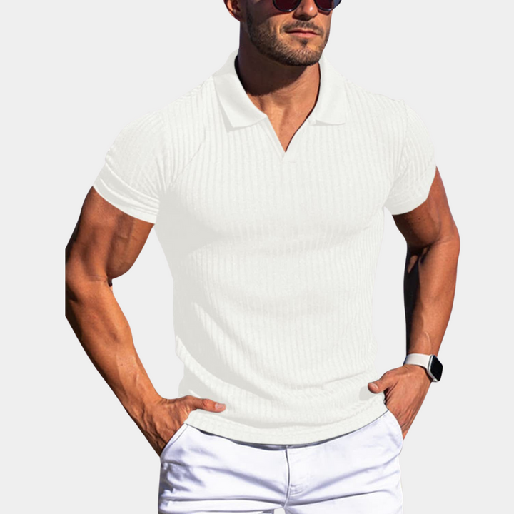 Polo homme côtelé – coupe slim à manches courtes pour l'été et les loisirs