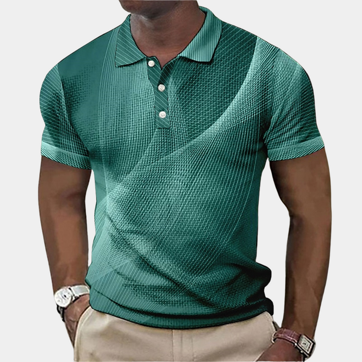 Polo homme avec impression 3D moderne – Polo à manches courtes coupe slim pour loisirs et quotidien