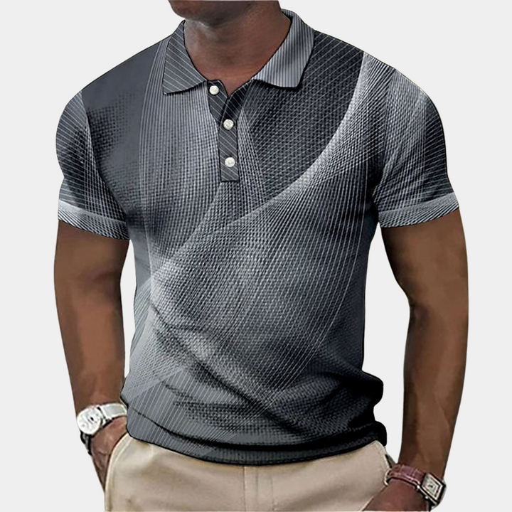 Polo homme avec impression 3D moderne – Polo à manches courtes coupe slim pour loisirs et quotidien