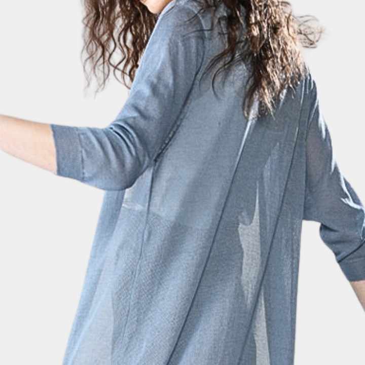 Cardigan estivo da donna – Giacca leggera lunga con maniche 3/4 per spiaggia e tempo libero