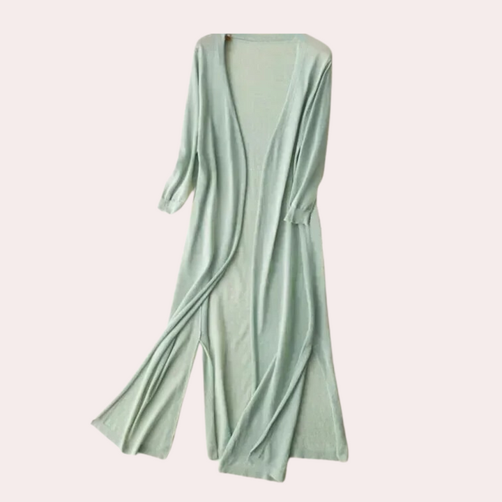 Cardigan estivo da donna – Giacca leggera lunga con maniche 3/4 per spiaggia e tempo libero