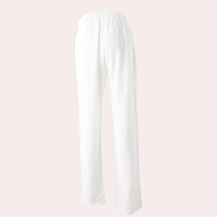 Pantalon d'été léger pour femmes à jambes larges – Pantalon en lin confortable avec poches pour la plage, les loisirs et les vacances