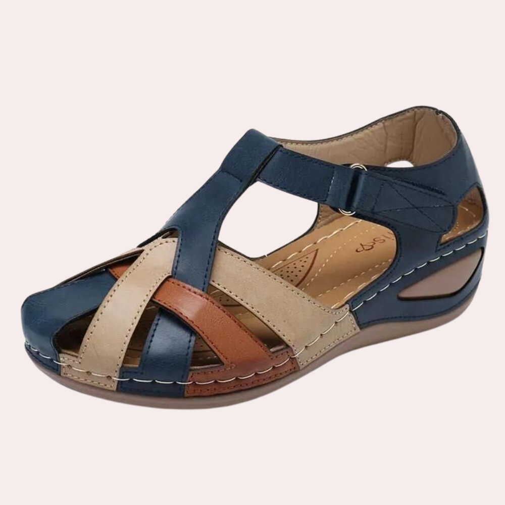 Sandales confortables pour femmes avec fermeture auto-agrippante – mocassins d'été style rétro avec semelle souple