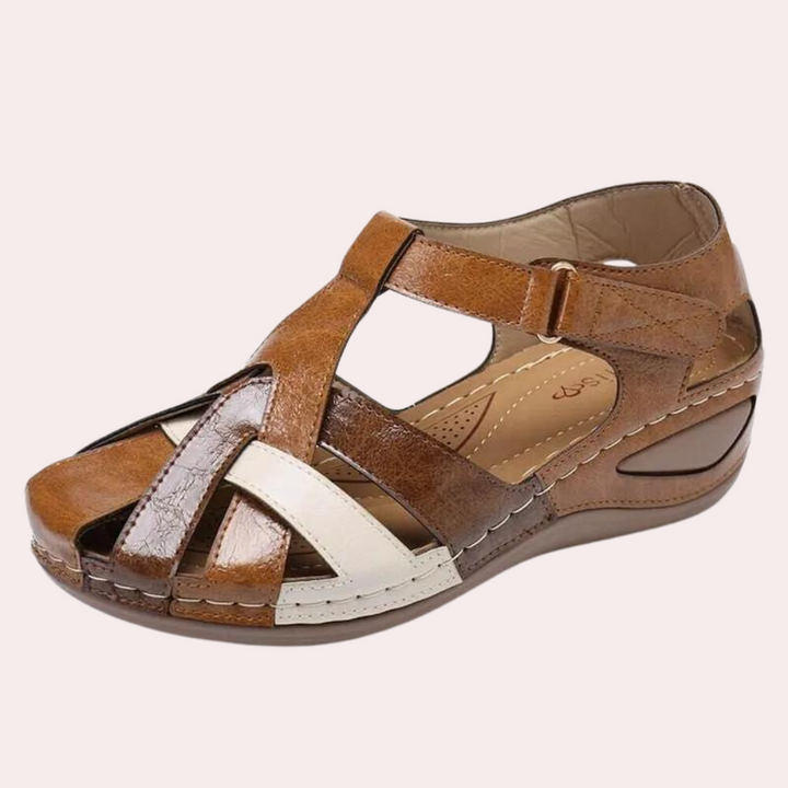 Sandales confortables pour femmes avec fermeture auto-agrippante – mocassins d'été style rétro avec semelle souple