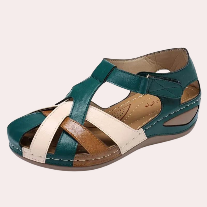 Sandales confortables pour femmes avec fermeture auto-agrippante – mocassins d'été style rétro avec semelle souple