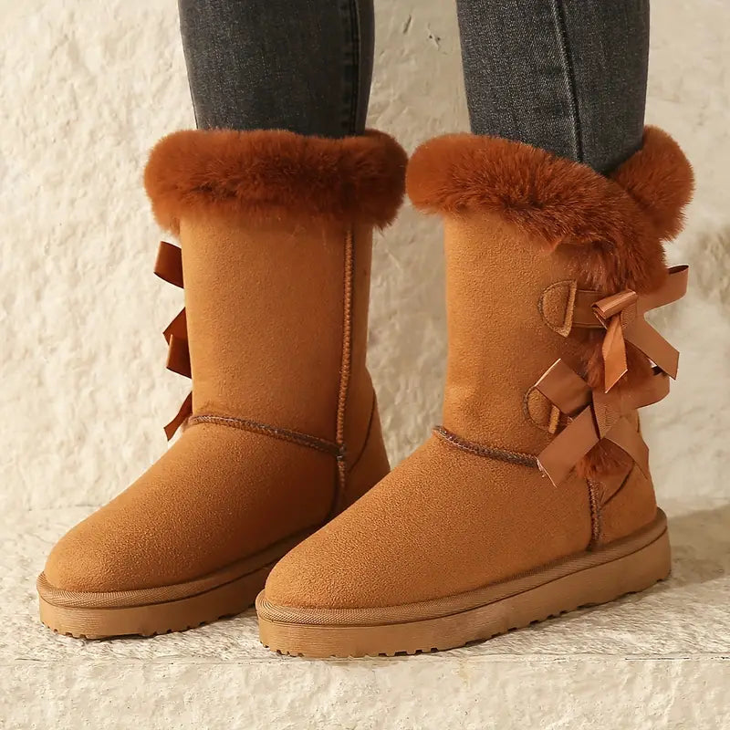 Women's Snow Boots Classic Mid-Length Fur-Lined Fashion Winter Boots