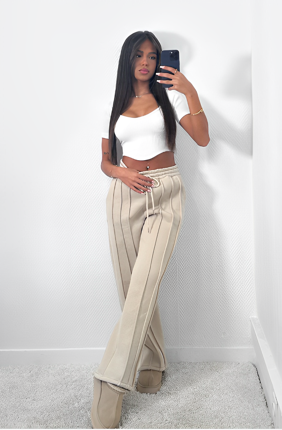 Deluxe - Pantalon de survêtement ample rayé