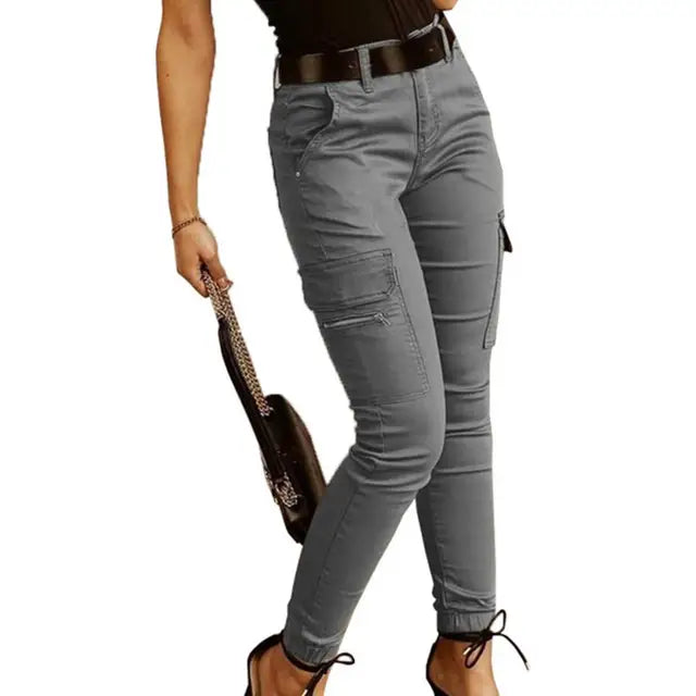 Glenda - pantalon cargo décontracté cintré à la taille
