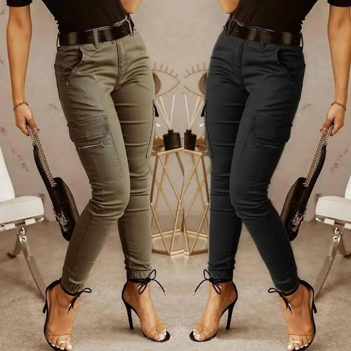 Glenda - pantalon cargo décontracté cintré à la taille