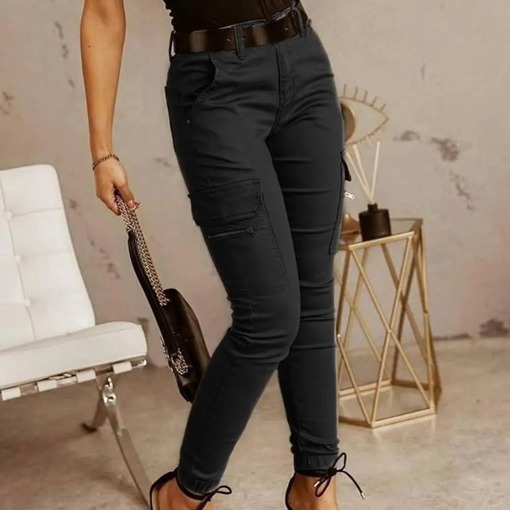 Glenda - pantalon cargo décontracté cintré à la taille