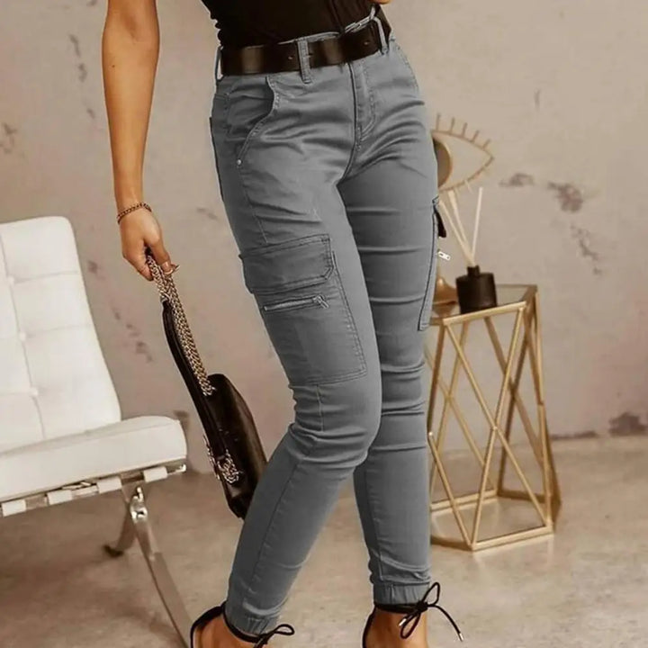 Glenda - pantalon cargo décontracté cintré à la taille