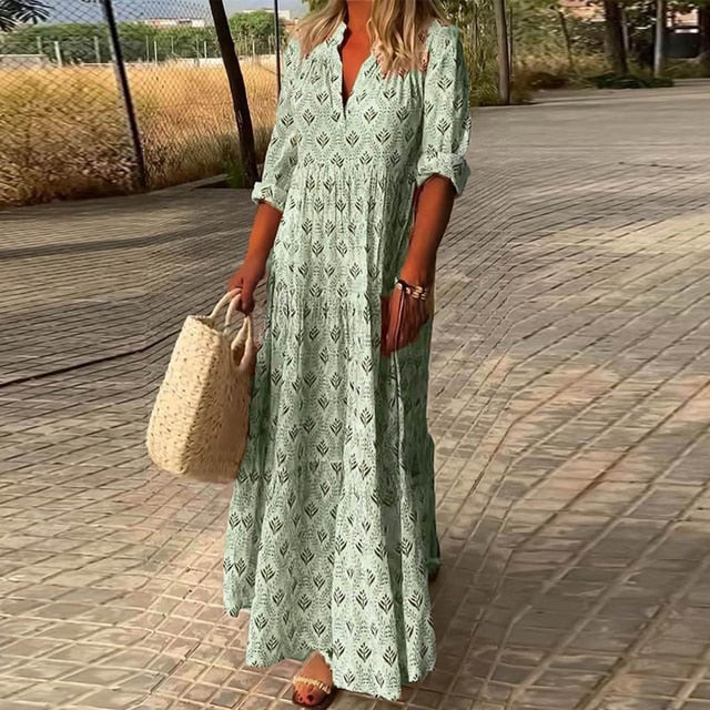 ALEXIS - Abito casual a maniche lunghe con scollo a V