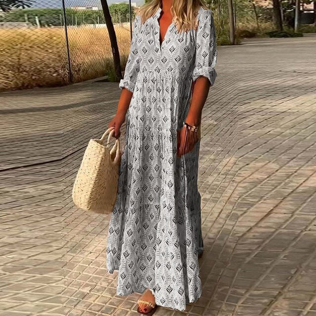 ALEXIS - Abito casual a maniche lunghe con scollo a V