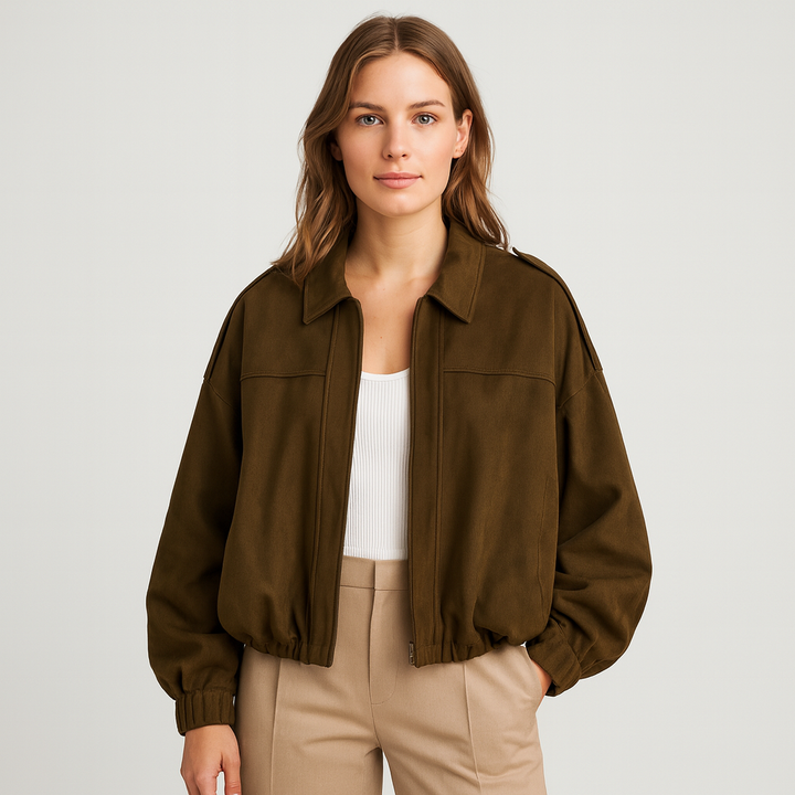 Maria Modehaus | kurtka damska w stylu militarnym z imitacji zamszu