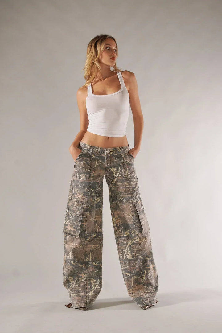 Pantalon cargo ample pour femmes – Pantalon camouflage style rue Y2K avec poches
