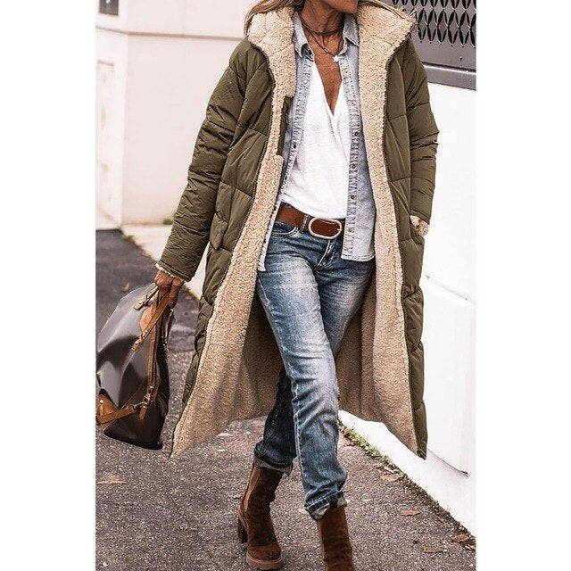 Chloe - Giacca imbottita lunga reversibile (con cappuccio)