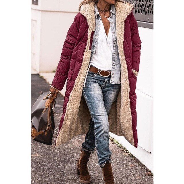 Chloe - Giacca imbottita lunga reversibile (con cappuccio)