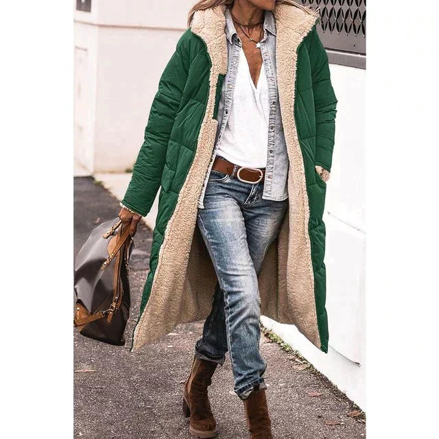Chloe - Giacca imbottita lunga reversibile (con cappuccio)