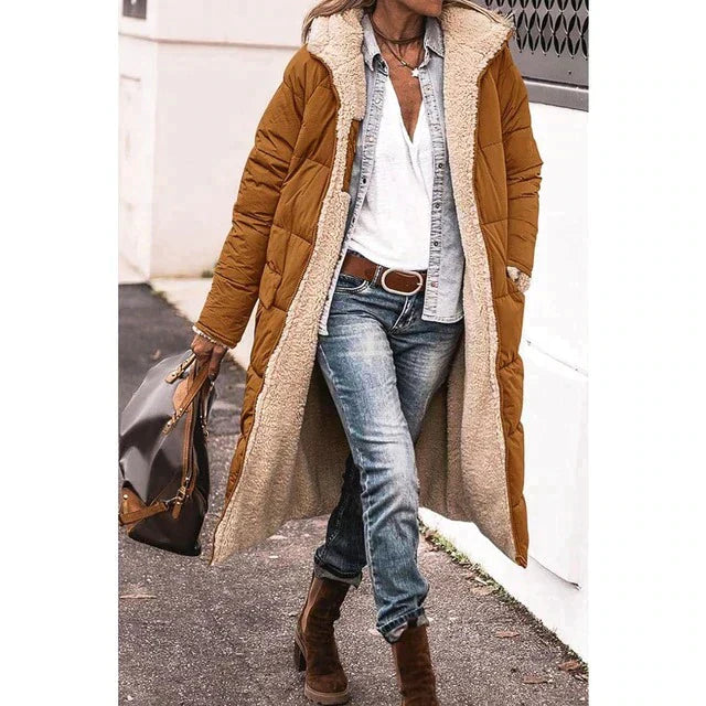 Chloe - Giacca imbottita lunga reversibile (con cappuccio)