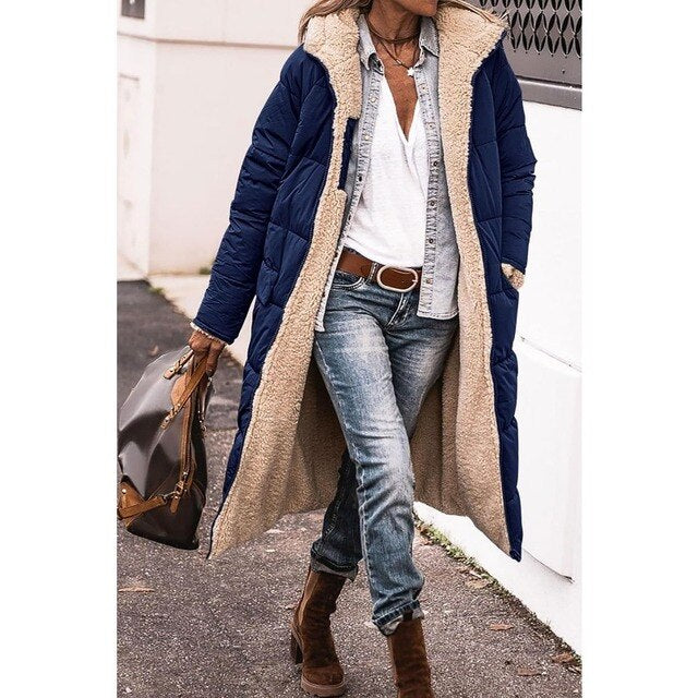 Chloe - Giacca imbottita lunga reversibile (con cappuccio)