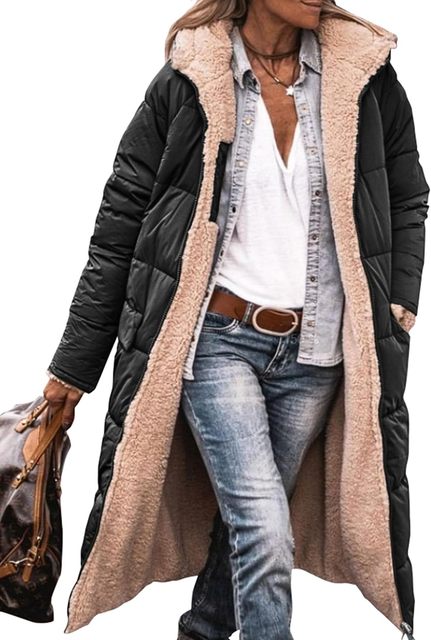 Chloe - Giacca imbottita lunga reversibile (con cappuccio)