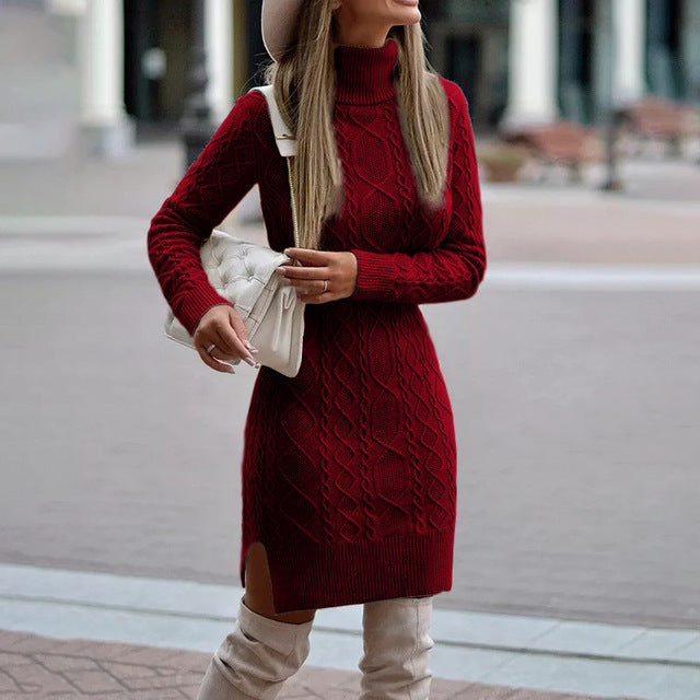 Grenat - Robe en tricot - Chic - Matériau luxueux - Adapté au quotidien pour femmes