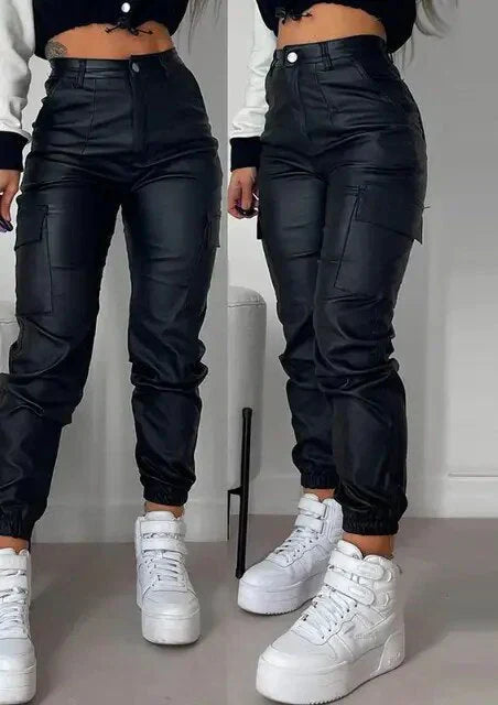 Isabella - Pantalon cargo en cuir long tendance personnalisé rue