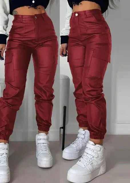 Isabella - Pantalon cargo en cuir long tendance personnalisé rue