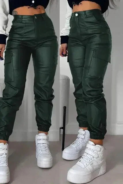 Isabella - Pantalon cargo en cuir long tendance personnalisé rue
