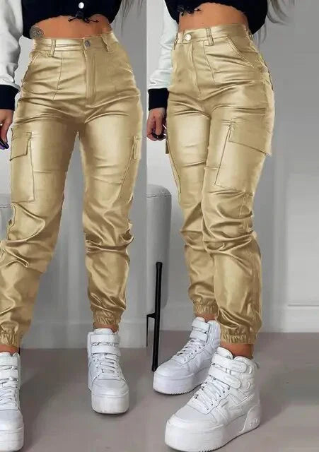 Isabella - Pantalon cargo en cuir long tendance personnalisé rue