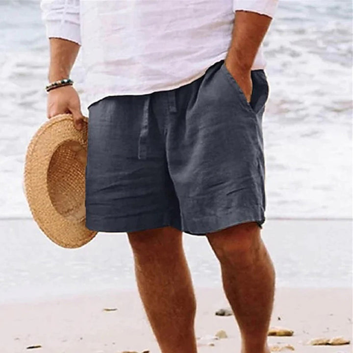 Shorts d'été légers pour hommes – Shorts en lin à coupe décontractée avec taille élastique et cordon de serrage