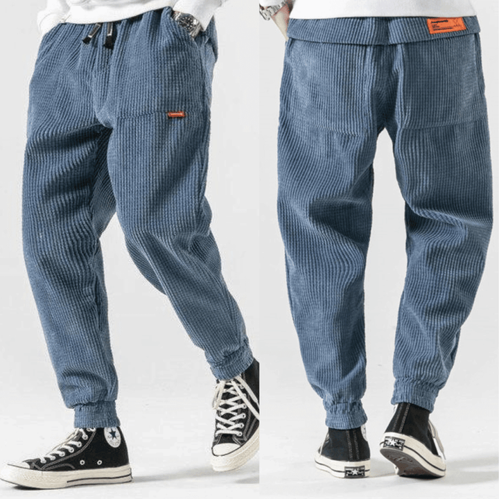 Pantalon en velours côtelé stylé pour hommes – Confortable, décontracté et tendance avec ceinture élastique