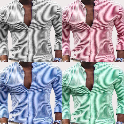 Albert - Men's Shirt - Classic - Striped / High-Quality Fabric - Suitable for Everyday Use