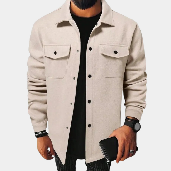 Chemise surchemise homme avec patte de boutonnage – Chemise décontractée à manches longues style utilitaire