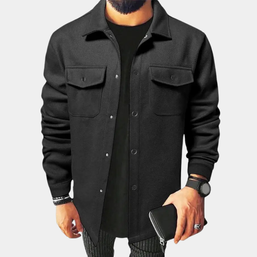 Chemise surchemise homme avec patte de boutonnage – Chemise décontractée à manches longues style utilitaire