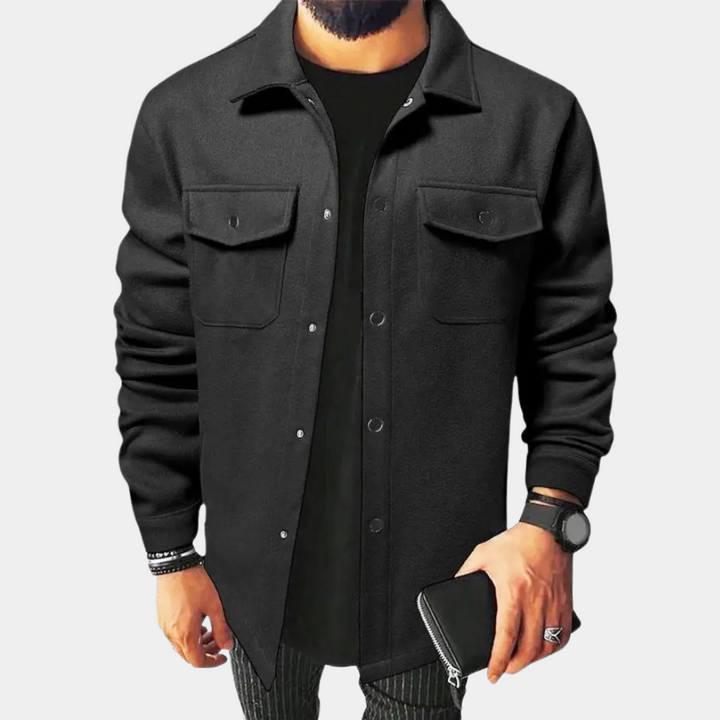 Chemise surchemise homme avec patte de boutonnage – Chemise décontractée à manches longues style utilitaire