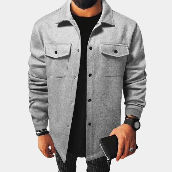 Chemise surchemise homme avec patte de boutonnage – Chemise décontractée à manches longues style utilitaire
