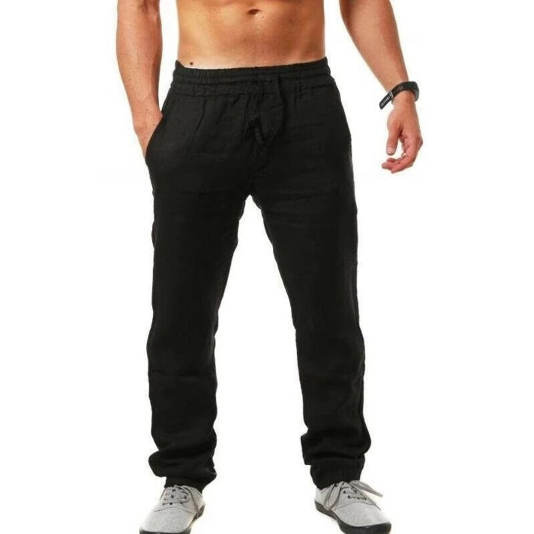 Pantalon de loisirs léger pour hommes – Pantalon d'été respirant avec cordon de serrage et ceinture élastique