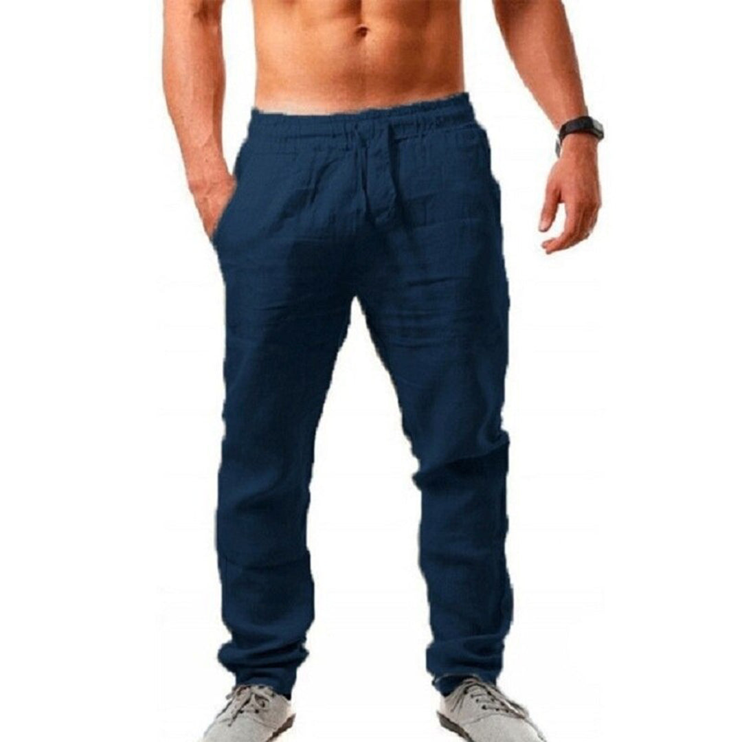 Pantalon de loisirs léger pour hommes – Pantalon d'été respirant avec cordon de serrage et ceinture élastique