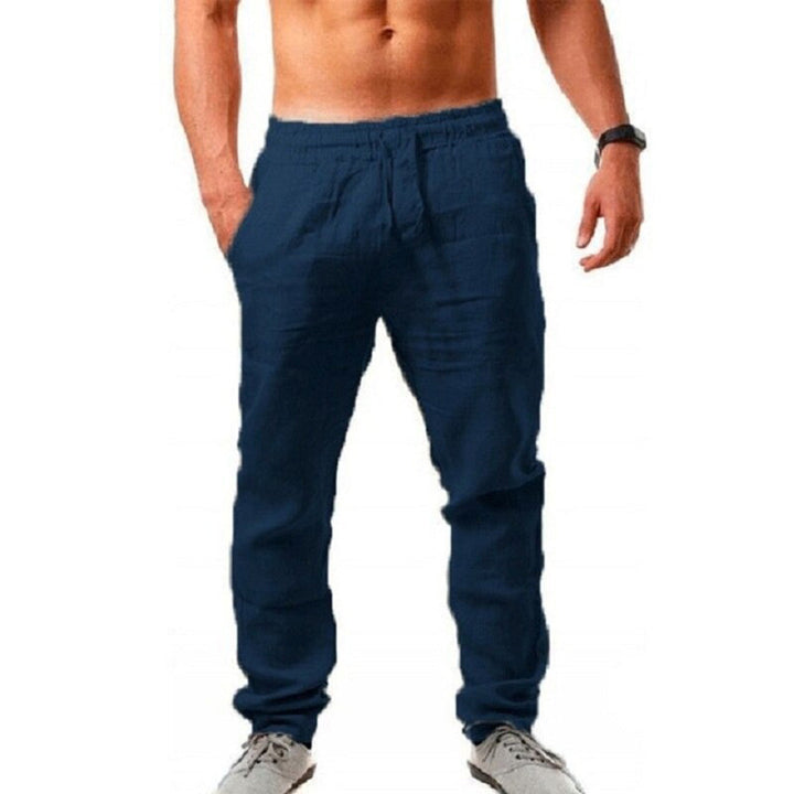 Pantalon de loisirs léger pour hommes – Pantalon d'été respirant avec cordon de serrage et ceinture élastique